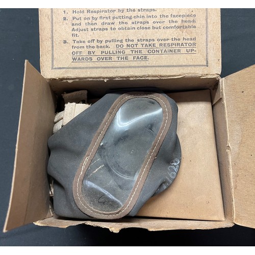 3190 - Four WW2 British Home Front Respirators, three in original cardboard carrying boxes which are named ... 