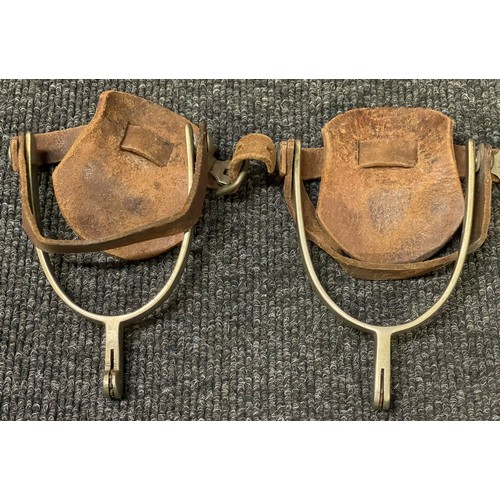 3195 - A collection of 5 pairs of British Cavalry Spurs. One pair are complete with leather fittings and ar... 