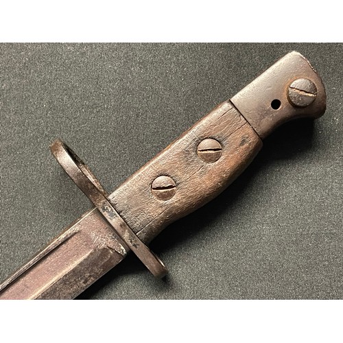 3209 - WW2 British No5 Jungle Carbine Bayonet with 197mm long Bowie style blade, maker marked 