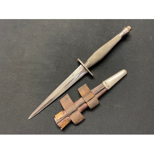 3213 - WW2 British all nickel second pattern Fairbairn Sykes Fighting Knife. The guard marked. /|\56 and th... 