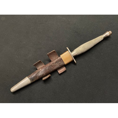 3213 - WW2 British all nickel second pattern Fairbairn Sykes Fighting Knife. The guard marked. /|\56 and th... 