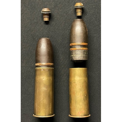 3096 - WW1 French 37mm Shells x 2. Both INERT & FFE. One dated 1/17 along with headstamps of 37-85 and PDPs... 