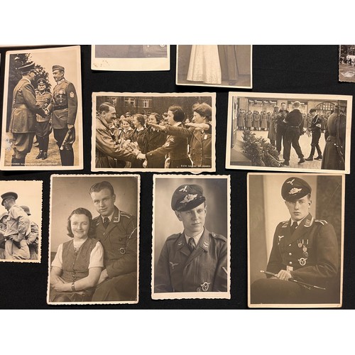 3219 - WW2 Third Reich Photographic Postcard collection: 10 Heer, 7 Luftwaffe, 11 Political / Misc. Large S... 