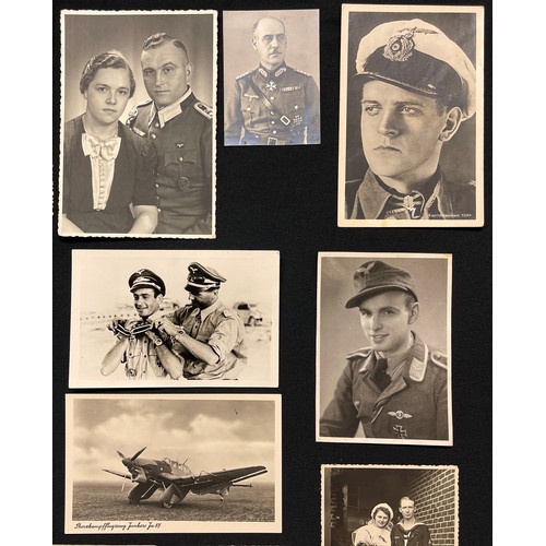 3220 - WW2 Third Reich Photographic Postcard collection, 5 Luftwaffe, 4 Kreigsmarine, 7 Heer, 1 NSKK. Plus ... 