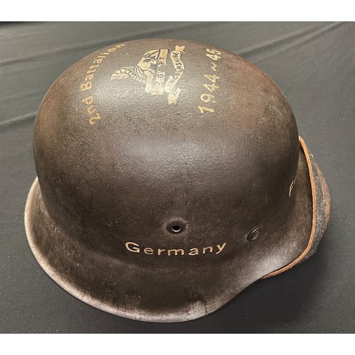 3222 - WW2 Third Reich M42 Steel Helmet painted with battle honours of 2nd Battalion The Lincolnshire Regim... 