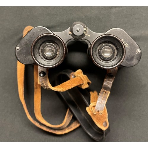 3226 - WW2 Third Reich 6x30 Dienstglas Binoculars late war unmarked example. Complete with neck strap and l... 