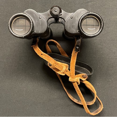 3226 - WW2 Third Reich 6x30 Dienstglas Binoculars late war unmarked example. Complete with neck strap and l... 