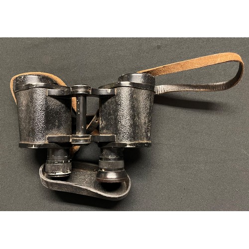 3227 - WW2 Third Reich 6x30 Dienstglas Binoculars late war unmarked example. Complete with neck strap and l... 