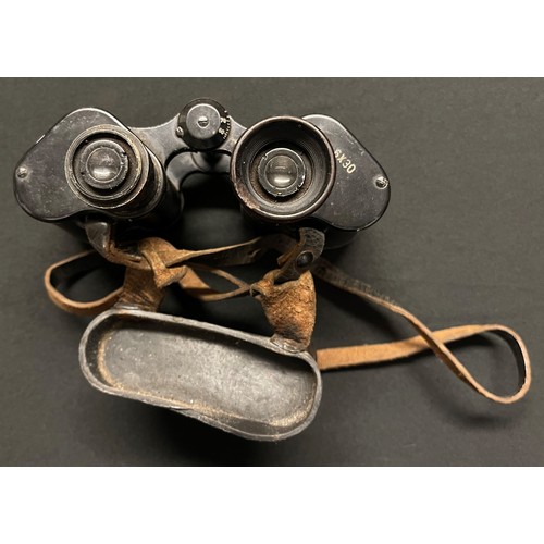 3227 - WW2 Third Reich 6x30 Dienstglas Binoculars late war unmarked example. Complete with neck strap and l... 