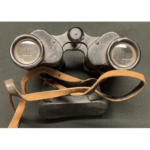 3227 - WW2 Third Reich 6x30 Dienstglas Binoculars late war unmarked example. Complete with neck strap and l... 