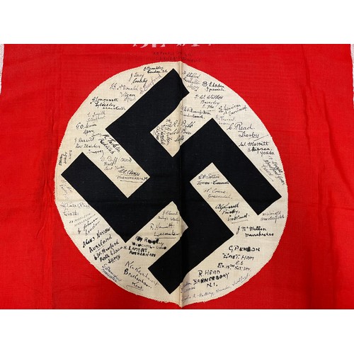 3229 - WW2 Third Reich Podium Banner captured by members of the British 52nd Lowland Dvision on April 25th ... 