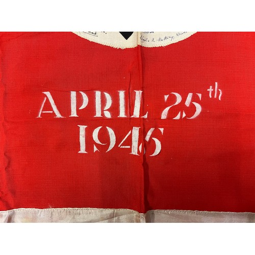 3229 - WW2 Third Reich Podium Banner captured by members of the British 52nd Lowland Dvision on April 25th ... 