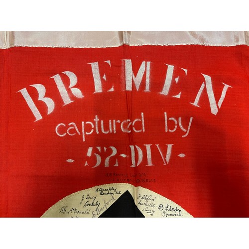 3229 - WW2 Third Reich Podium Banner captured by members of the British 52nd Lowland Dvision on April 25th ... 