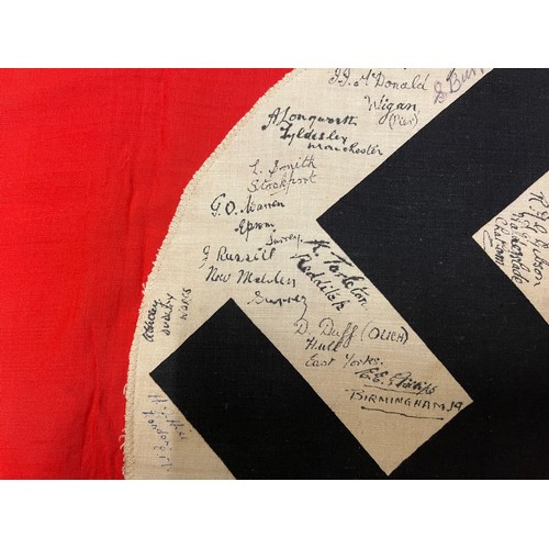 3229 - WW2 Third Reich Podium Banner captured by members of the British 52nd Lowland Dvision on April 25th ... 