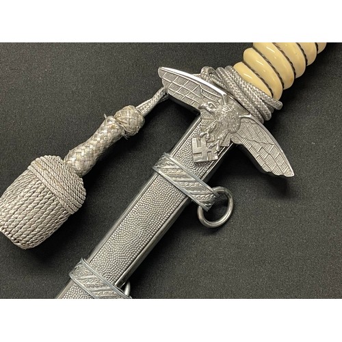 3234 - WW2 Rare Third Reich 2nd pattern Luftwaffe Dagger with artificial Damascus blade 248mm in length wit... 