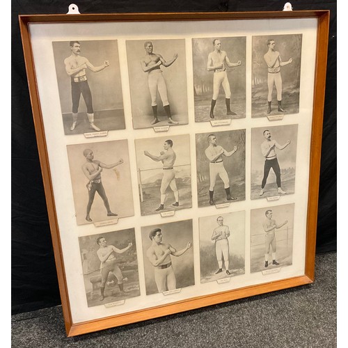 72 - An interesting set of twelve Victorian style boxing prints, framed as one.