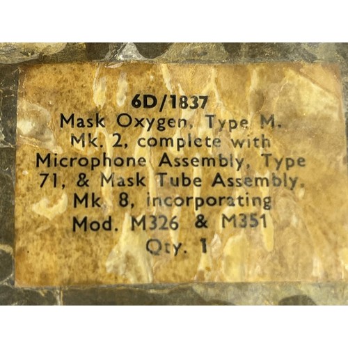 3253 - RAF Mask, Oxygen, Type M, Mk.2 complete with microphone assembly, type 71, and mask tube assembly, M... 