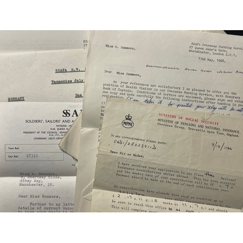 3255 - 1960's SSAFA Nurses Archive to Sister Olive Summers: Two grey dresses, two white dresses, spare shou... 