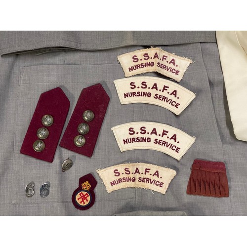 3255 - 1960's SSAFA Nurses Archive to Sister Olive Summers: Two grey dresses, two white dresses, spare shou... 