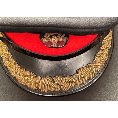 3256 - British Army Colonels Full Dress Uniform Cap. Queen Crown Bullion Wire Cap Badge.  Cap is maker mark... 