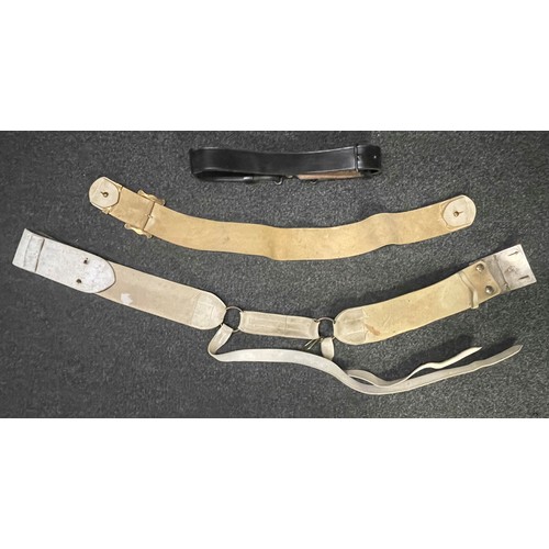 3261 - Scots Guards White Leather Cross Belt with two piece construction buckle: another white leather belt... 