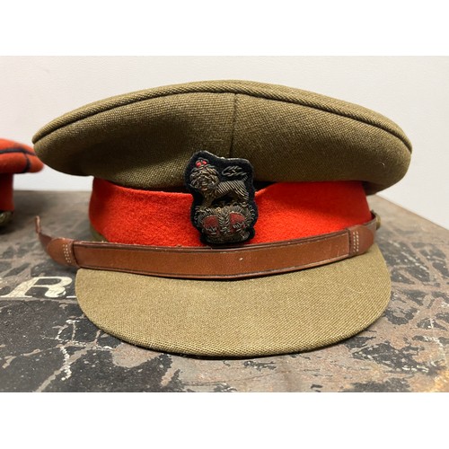 3263 - A collection of British Service Dress Caps: General Staff Officers Cap with bullion wire cap badge a... 