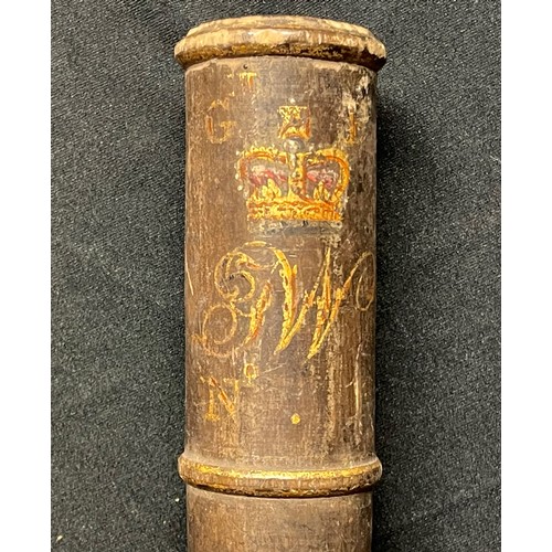 3276 - Police interest: William IV Tipstaff. 174mm in length. Carved Crown with 