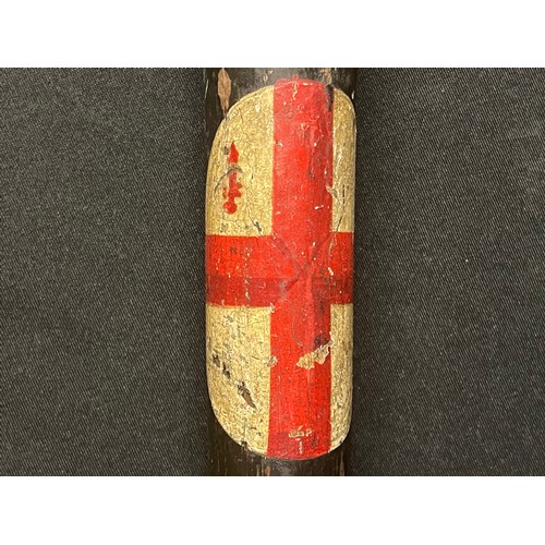 3278 - London Police Truncheon painted with Holborn Coat of Arms decoration. Overall length 45cm. End is di... 