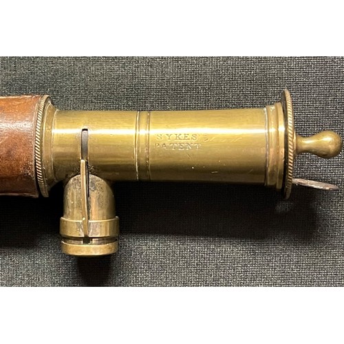 3280 - Pair of 19th Century Brass and Leather Shot Flask. Adjustable to enable two different measures of sh... 