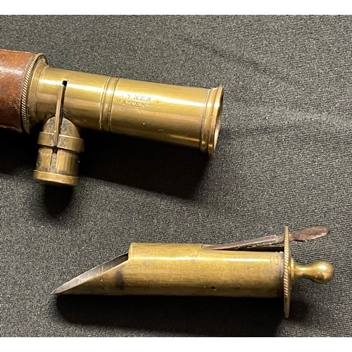 3280 - Pair of 19th Century Brass and Leather Shot Flask. Adjustable to enable two different measures of sh... 