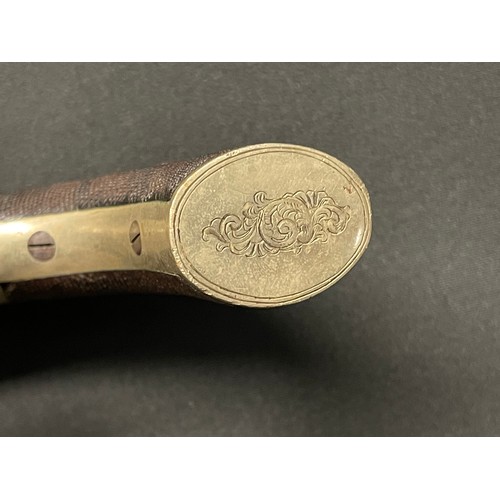 3288 - British Percussion Cap Pepperpot Pistol with 65mm long barrel. Bore approx. 9mm. Working action. Bri... 