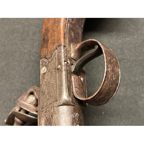 3289 - A George III flintlock muff pistol maker marked 