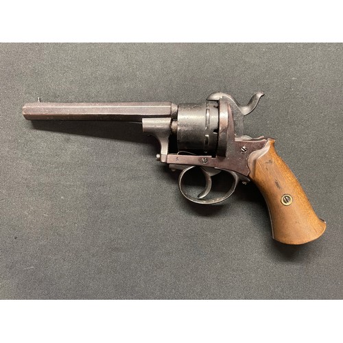 3292 - Belgian pinfire revolver, bearing Liege proof marks. 120mm long barrel. Overall length 235mm. Bore a... 