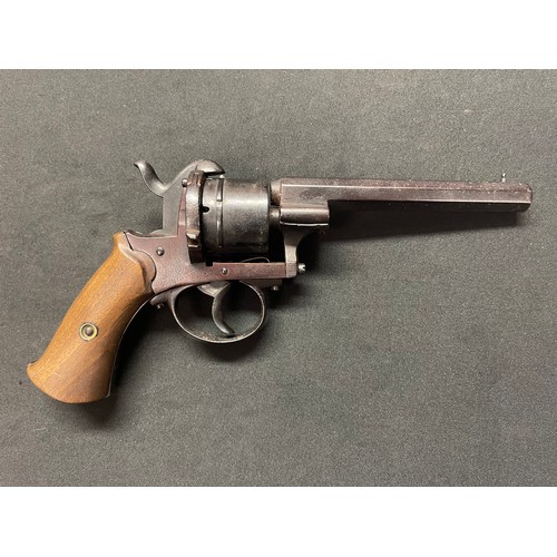 3292 - Belgian pinfire revolver, bearing Liege proof marks. 120mm long barrel. Overall length 235mm. Bore a... 