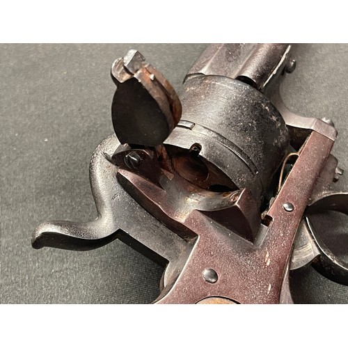 3292 - Belgian pinfire revolver, bearing Liege proof marks. 120mm long barrel. Overall length 235mm. Bore a... 