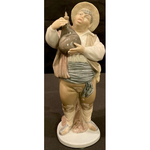 6 - A Lladro figure, The Lamp Lighter, 48cm, printed marks; three others smaller, Don Quixote, Sancho Pa... 