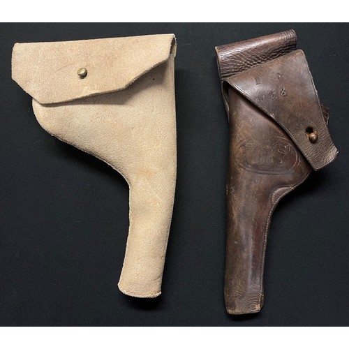 3049 - Pair of British & US Revolver holsters: British Buff Leather Holster for the Webley .455 dated 1899:... 