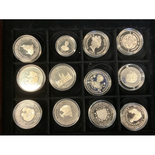 294 - A silver proof coin collection, HM Queen Elizabeth The Queen Mother, twelve coins, capsulated, with ... 