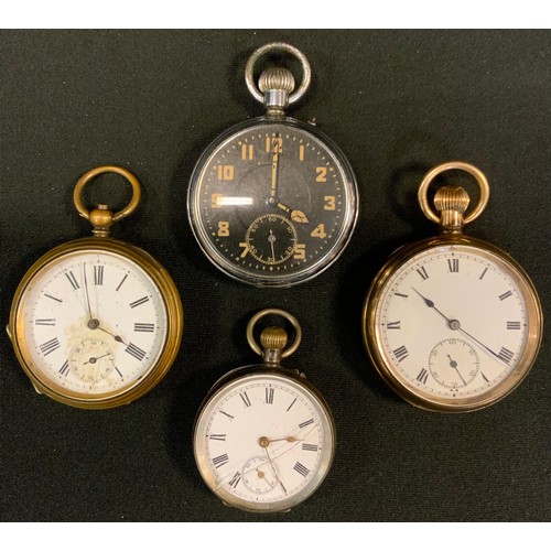 324 - Watches - a continental 800 silver open face pocket watch;  others Elgin gold plates etc (4)