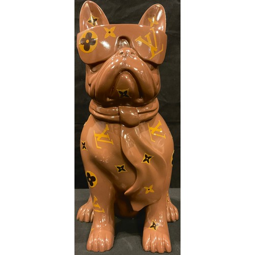 85 - Interior Design - a Louis Vuitton style abstract sculpture of a dog, 36cm high overall