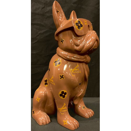 85 - Interior Design - a Louis Vuitton style abstract sculpture of a dog, 36cm high overall