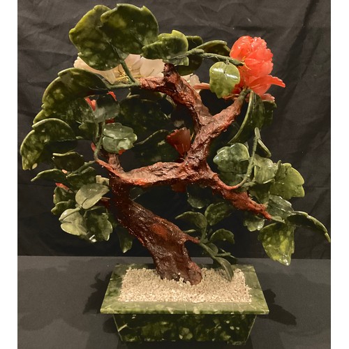 99 - A Chinese hardstone Magnolia tree, 50cm