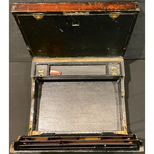 145 - A 19th century writing box, hinged cover enclosing writing slope, fitted interior with two Berry's P... 