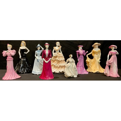 156 - A Coalport figure, Ladies of Fashion, June; another, Margaret; other Coalport figures (9)