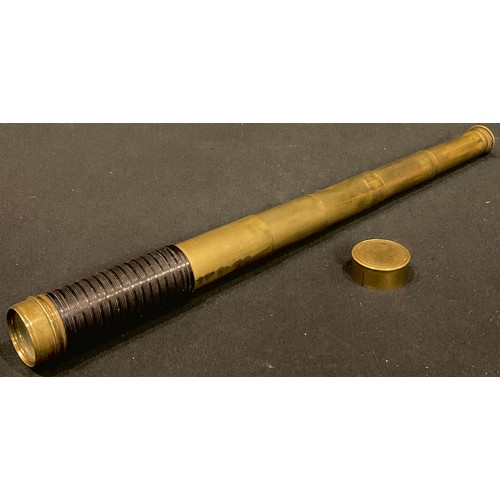 168 - A Davis of Derby six draw brass telescope, 38.5cm diameter overall, brass cover