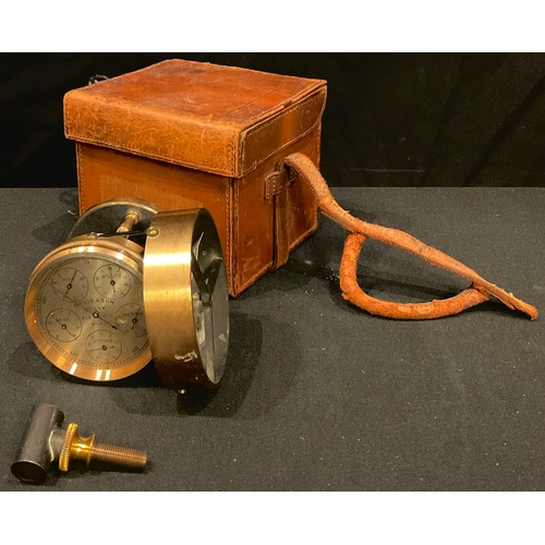 172 - A Davis & Sons Derby air meter, number 729, brown leather case