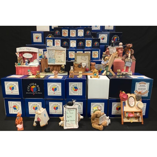 186 - Colourbox Miniatures Teddies - a large collection of resin teddy bear models, mostly boxed, includin... 