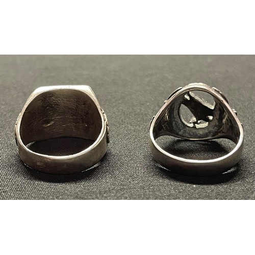 3302 - Reproduction WW2 Third Reich Luftwaffe Fallschirmjager Ring marked .800 along with Finnish makers ma... 