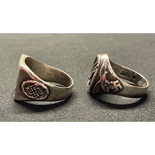 3302 - Reproduction WW2 Third Reich Luftwaffe Fallschirmjager Ring marked .800 along with Finnish makers ma... 