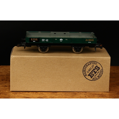 4057 - ETS (Electric Train Systems, Czech Republic) O Gauge tinplate 409 low side car, K.F.N.B., green body... 